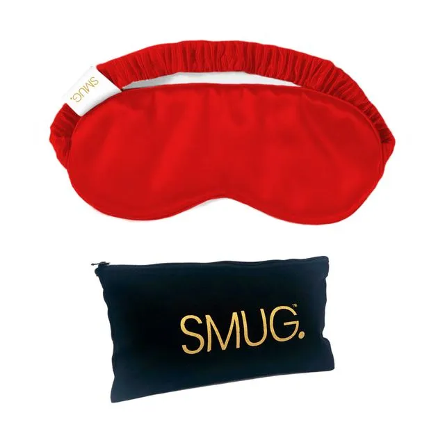 Satin Sleep Mask & Black Storage Bag Sets - Red