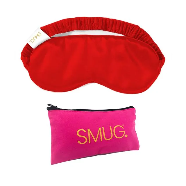 Satin Sleep Mask & Pink Storage Bag Sets - Red