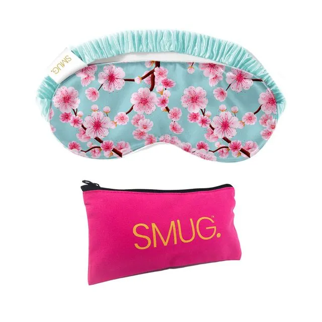 Satin Sleep Mask & Pink Storage Bag Sets - Cherry Blossom