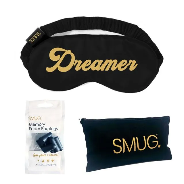 Satin Sleep Mask, Black Earplugs & Storage Bag Sets - Dreamer