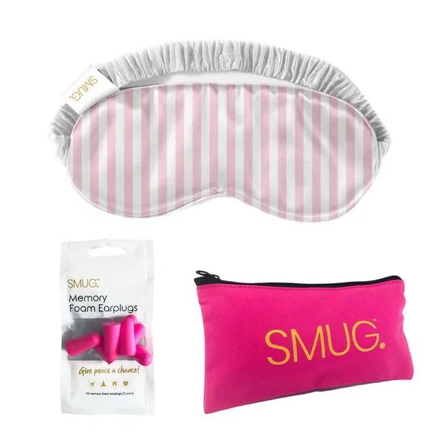Satin Sleep Mask, Pink Earplugs & Storage Bag Sets - Candy Shop