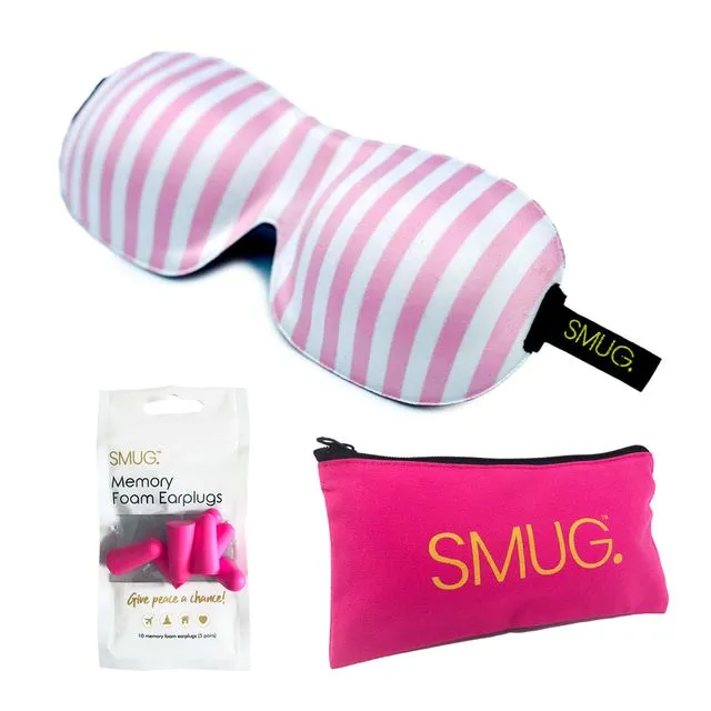 Contoured 3D Blackout Sleep Mask, Pink Earplugs & Bag - Candy Shop Print