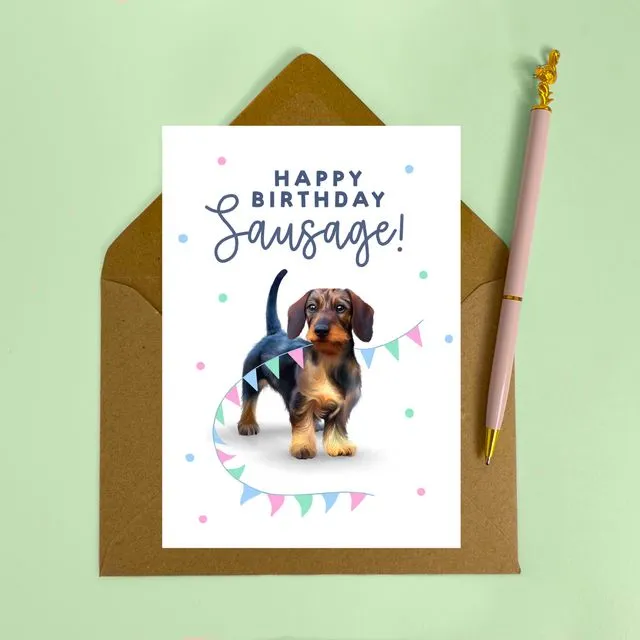 Scruffy Sausage Birthday card