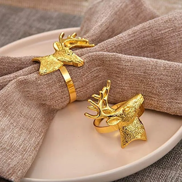 Gold Napkin Ring in Stag Design Set of 4