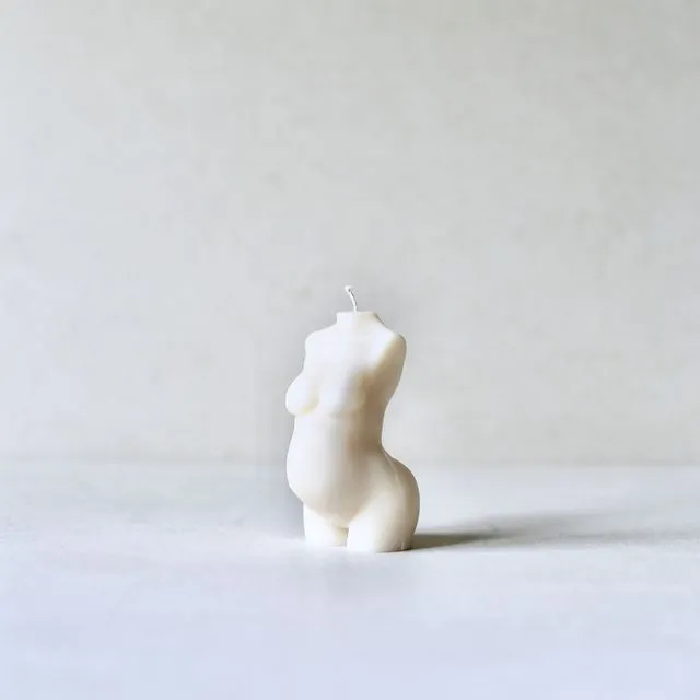 Small Pregnant Female Form Candle - Chalk (White)