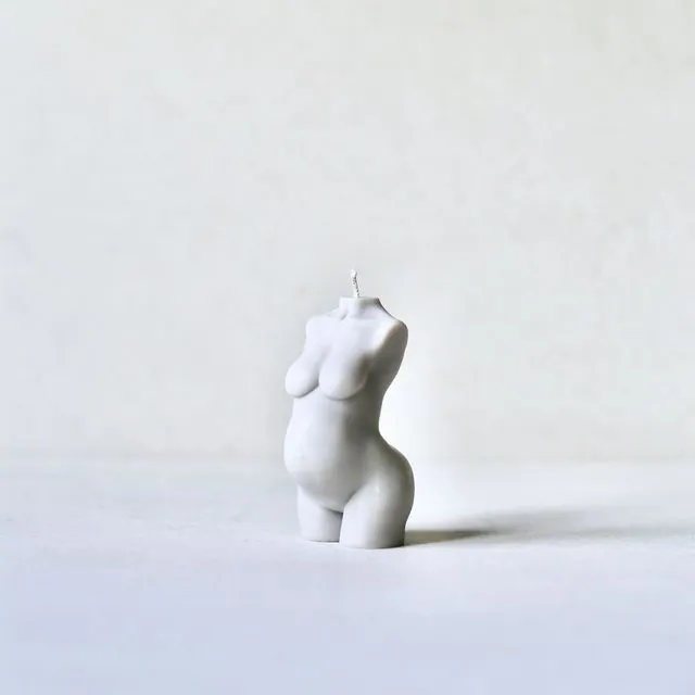 Small Pregnant Female Form Candle - Pebble (Grey)