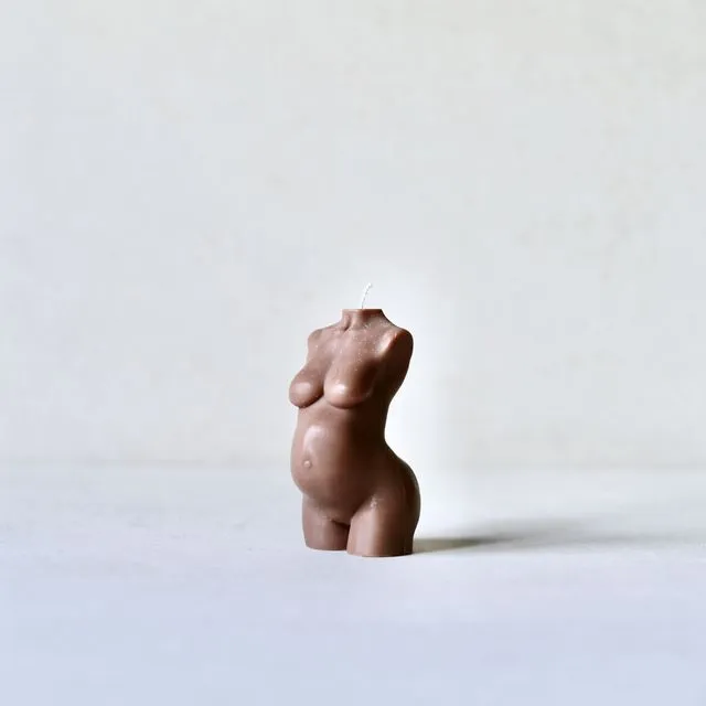 Small Pregnant Female Form Candle - Cocoa (Brown)
