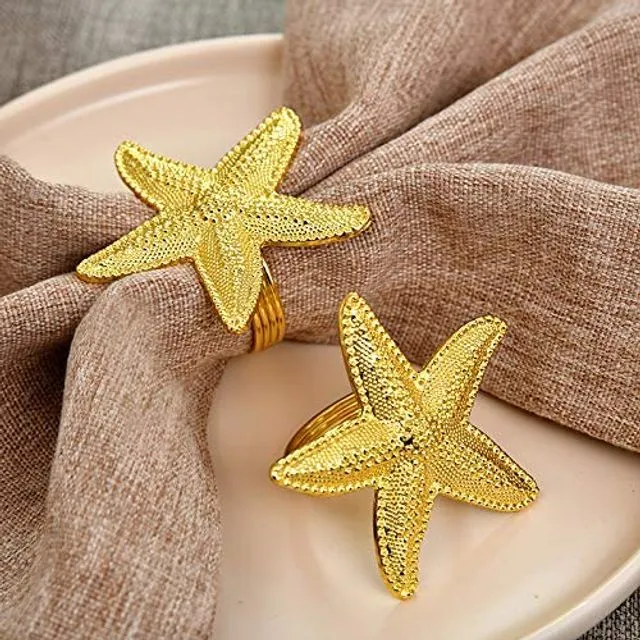 Gold Napkin Ring in Star Fish Design Set of 4