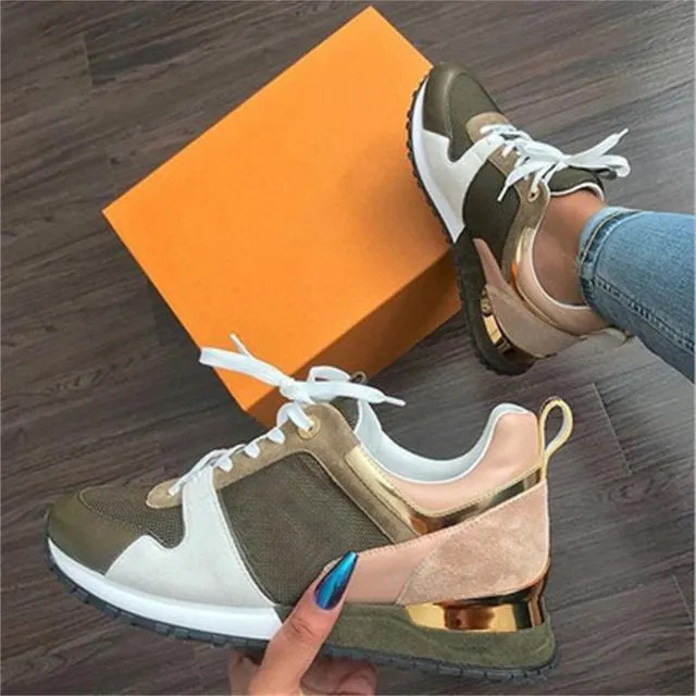 Plus Size Sneakers Round Toe Low Top Women Colorblock Sport Shoes