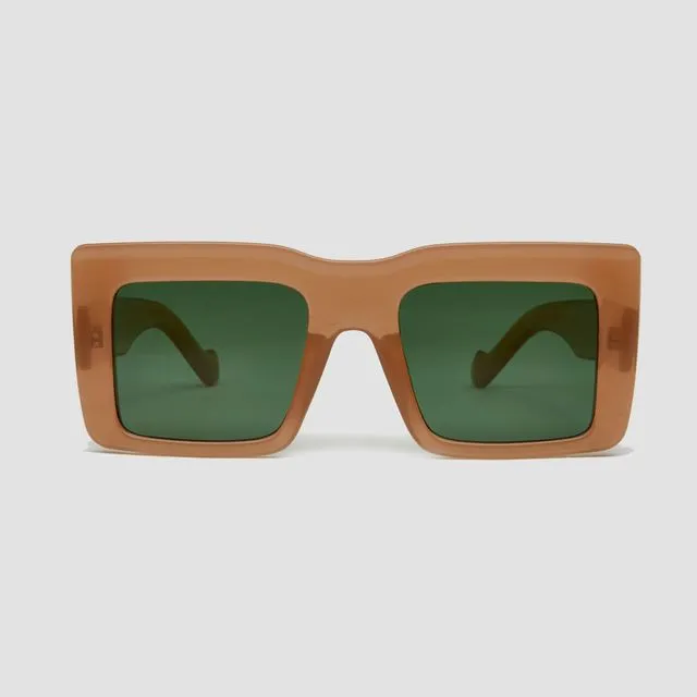 Retro Classic Square Sunglasses-Beige