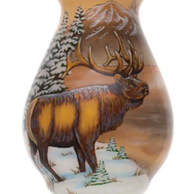 Elk By Cabin Christmas Ornament