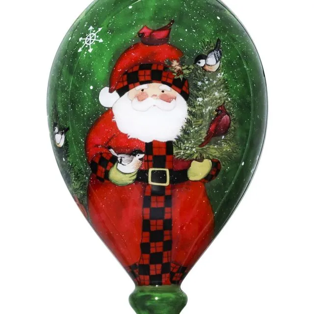 Woodland Plaid Snowman Glass Ornament