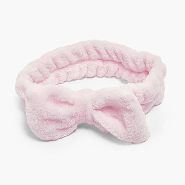 Fluffy Bow Headband - Baby Pink