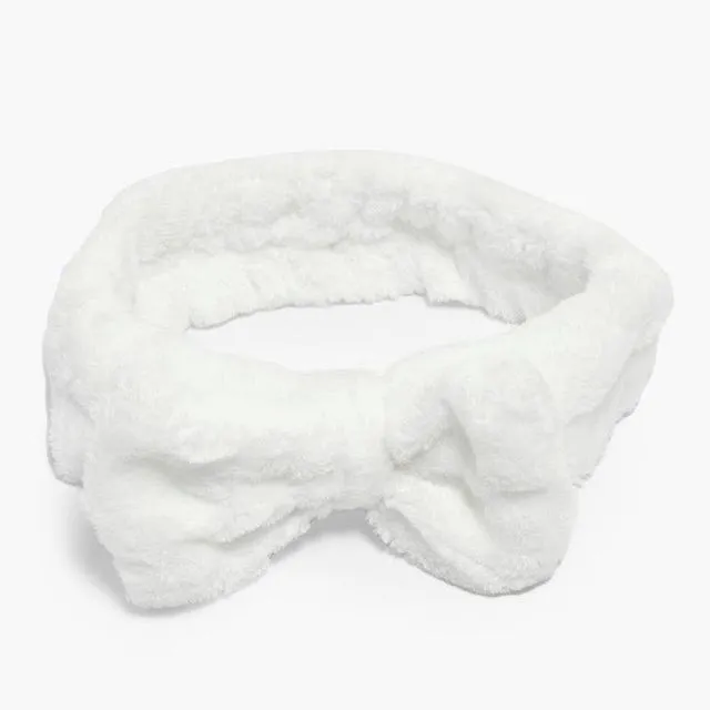 Fluffy Bow Headband - White