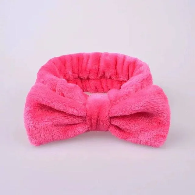 Fluffy Bow Headband - Hot Pink