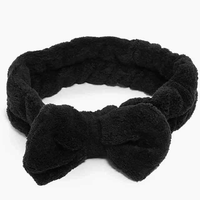 Fluffy Bow Headband - Black