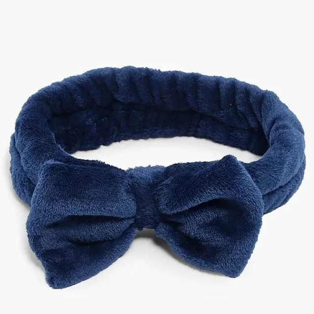 Fluffy Bow Headband - Navy