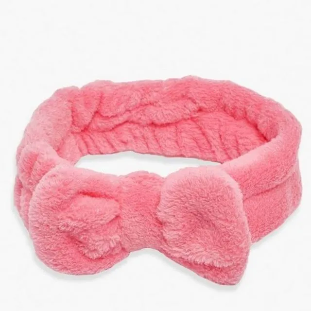 Fluffy Bow Headband - Coral
