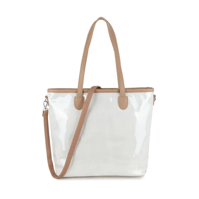 Clear bag, Large Tote, Beach Bag, Fashion Jelly Handbag, Top Handle Shopper, Shoulder Bag, minimalist bag, Transparent bag --18840 white