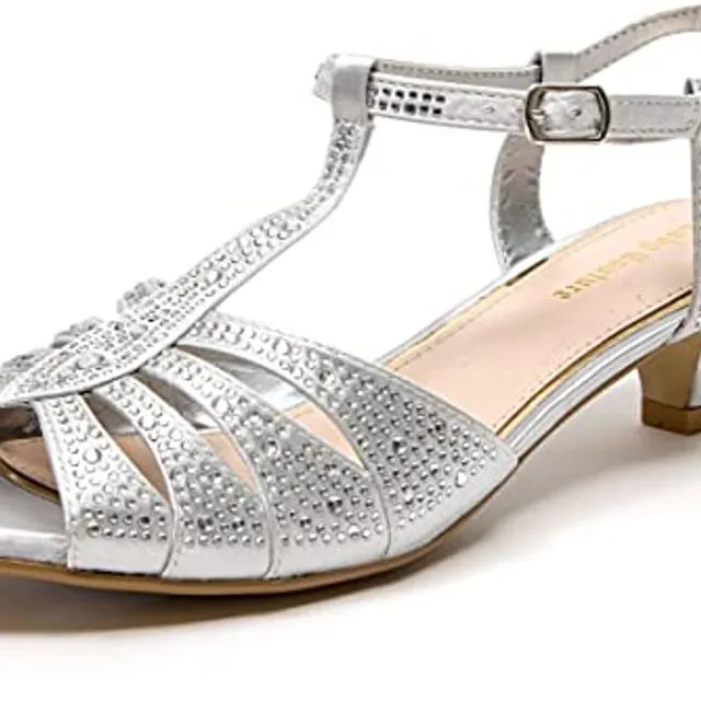Lady Couture Women's Wide Width Dressy Sandals with Rhinestone, Betty(Wide Width) - Silver
