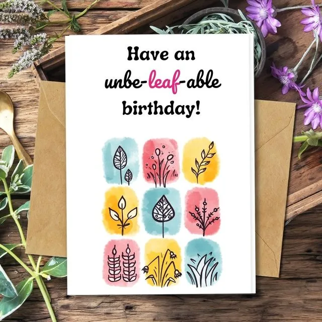 Handmade Eco Friendly | Plantable Seed or Organic Material Paper Birthday Cards Unbeliefable Birthday