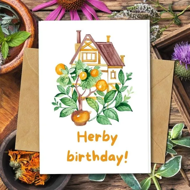 Handmade Eco Friendly | Plantable Seed or Organic Material Paper Birthday Cards Herbs and Oranges