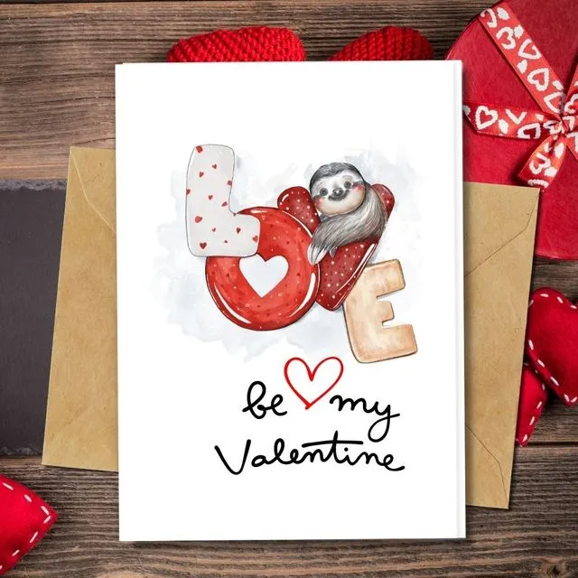 Handmade Eco Friendly | Plantable Seed or Organic Material Paper Valentine's Card Sloth Love