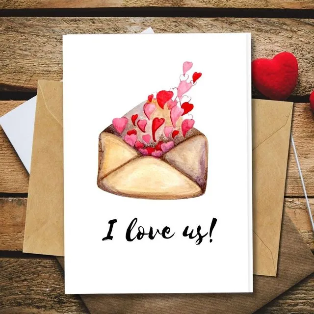 Handmade Eco Friendly | Plantable Seed or Organic Material Paper Love Cards I love us