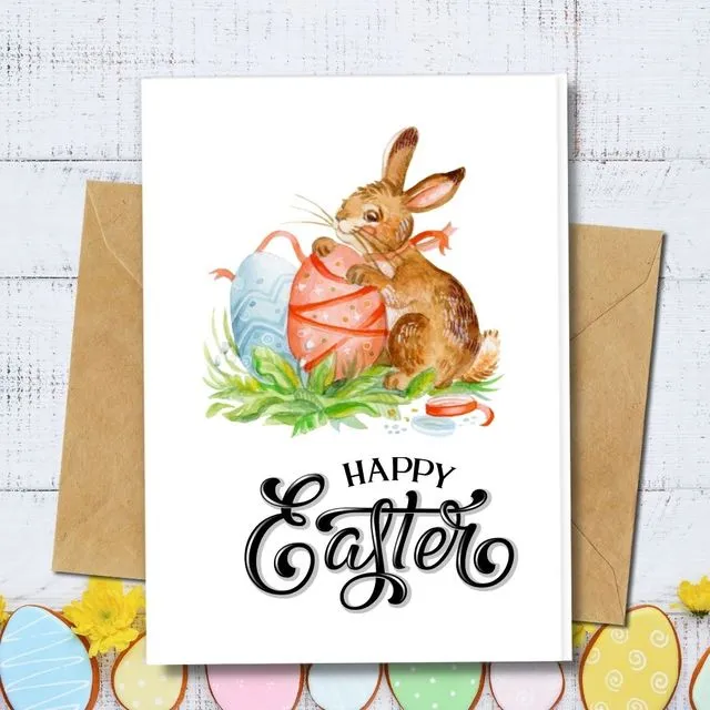Handmade Eco Friendly | Plantable Seed or Organic Material Paper Easter Cards Easter Bunny
