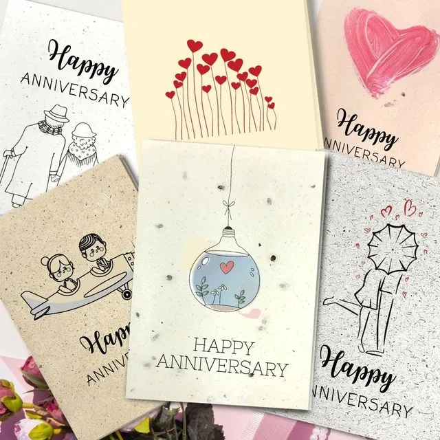Handmade Eco Friendly | Plantable Seed or Organic Material Paper Anniversary Cards