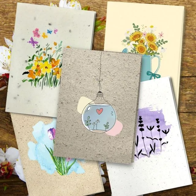 Handmade Eco Friendly | Plantable Seed or Organic Material Paper Blank Cards Occasional Blank Cards