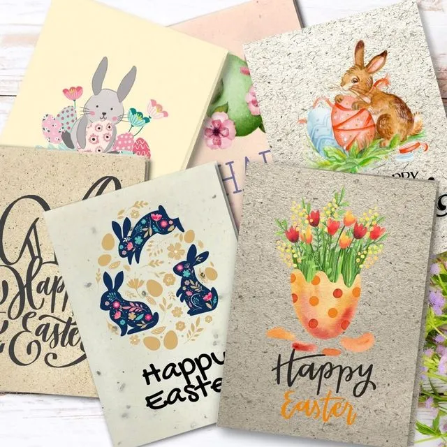 Handmade Eco Friendly | Plantable Seed or Organic Material Paper Easter Cards
