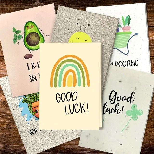 Handmade Eco Friendly | Plantable Seed or Organic Material Paper Good Luck Cards
