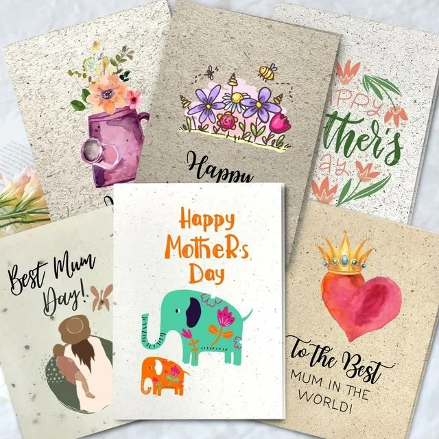 Handmade Eco Friendly | Plantable Seed or Organic Material Paper Mother's Day Cards