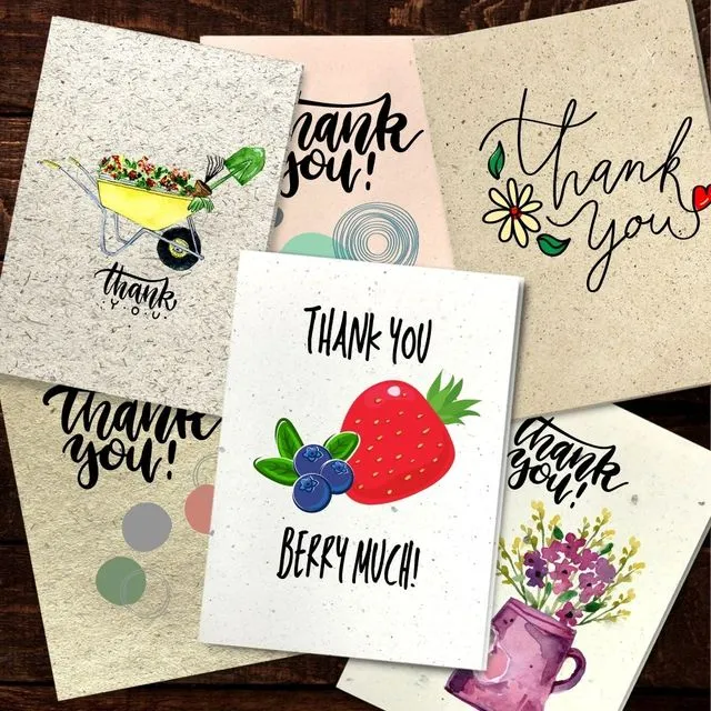 Handmade Eco Friendly | Plantable Seed or Organic Material Paper Thank You Cards