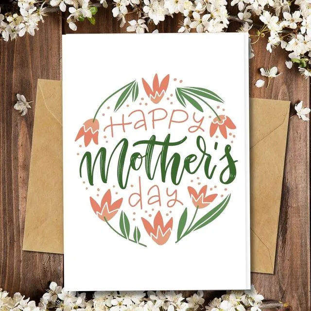 Handmade Eco Friendly | Plantable Seed or Organic Material Paper Mother's Day Cards Pink Flowers