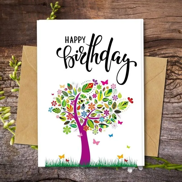 Handmade Eco Friendly | Plantable Seed or Organic Material Paper Birthday Cards Tree of Wishe