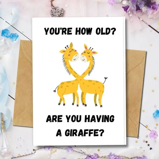 Handmade Eco Friendly | Plantable Seed or Organic Material Paper Birthday Cards Are you Having a Giraffe?