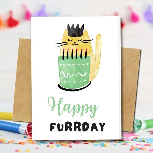 Handmade Eco Friendly | Plantable Seed or Organic Material Paper Birthday Cards Happy Furrday