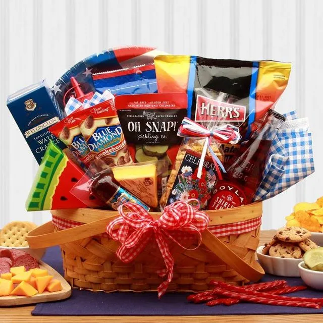 Celebrate America Patriotic Picnic Gift Basket