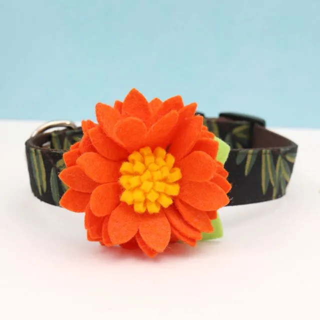 Lotus Dog Collar Flower Hallow's Eve Orange