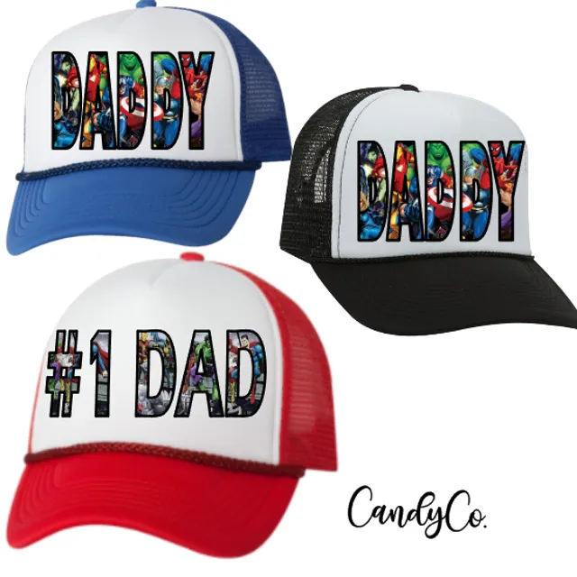 #1 Dad Fathers day superhero Trucker Hat - Black/White