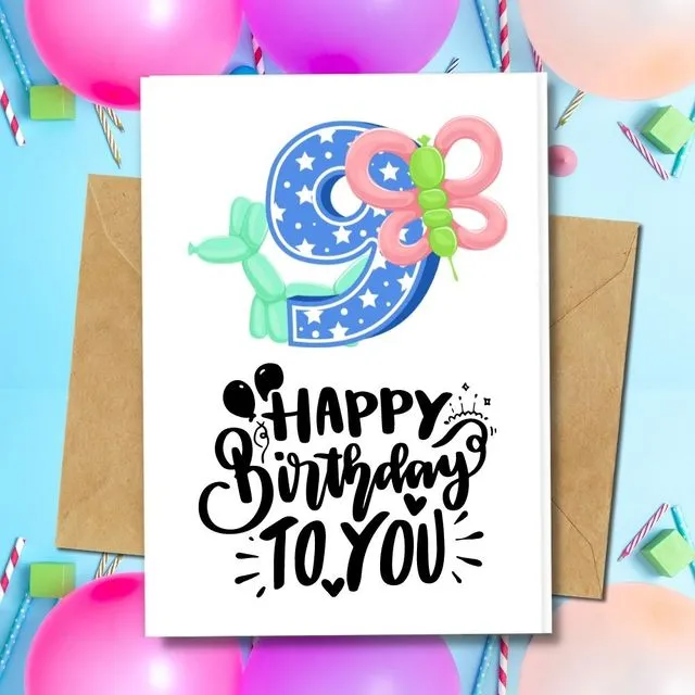 Handmade Eco Friendly | Plantable Seed or Organic Material Paper Birthday Cards 9th Birthday