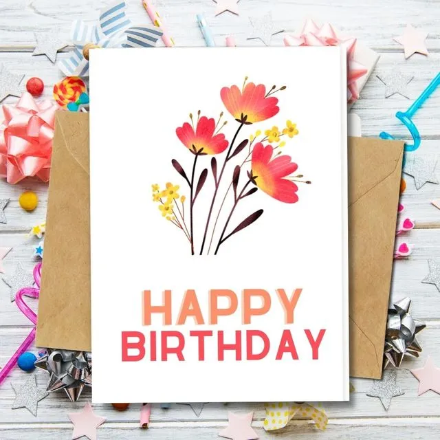 Handmade Eco Friendly | Plantable Seed or Organic Material Paper Birthday Cards Field Wishes
