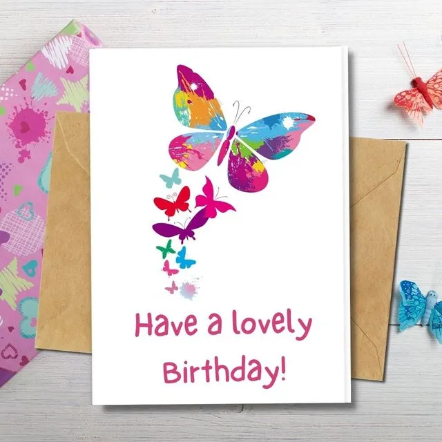Handmade Eco Friendly | Plantable Seed or Organic Material Paper Birthday Cards Birthday Butterflies