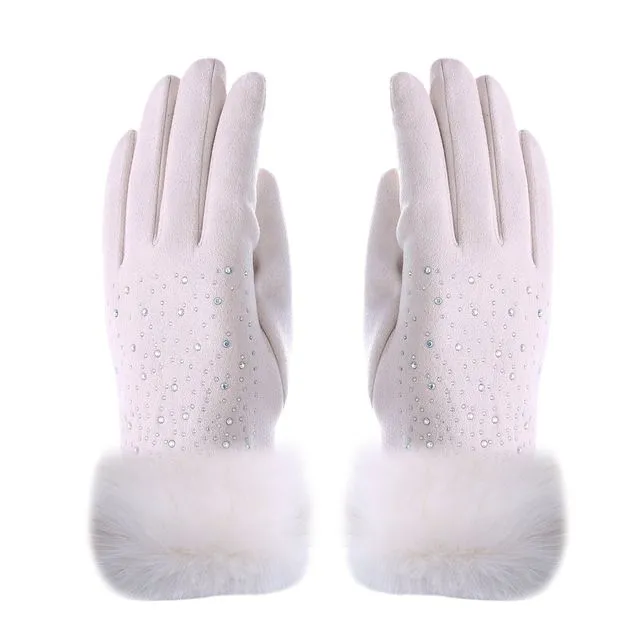 Audrey Faux Fur Gloves in Cream