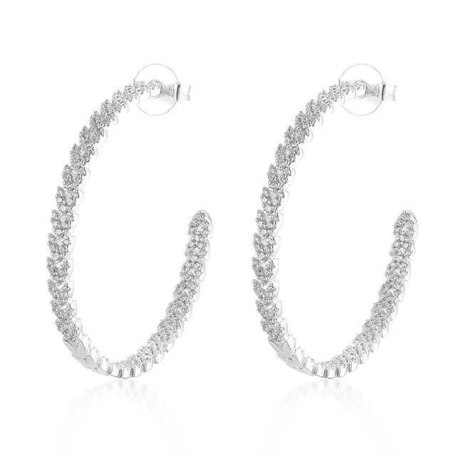 Amille Designer Crystal Earrings in Silver