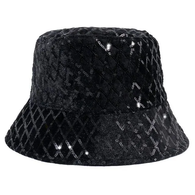 Jerrica Sequin Designer Style Bucket hat in Black