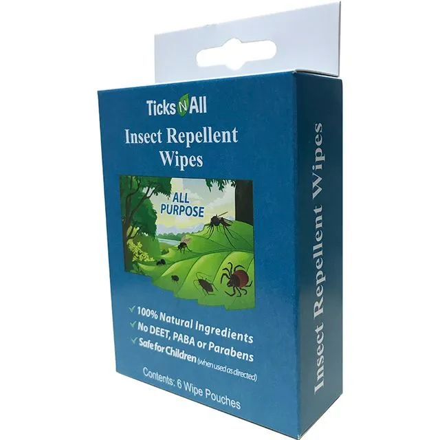 All Natural All Purpose Insect Repellent Wipes (6 cnt.) - Pack of 10