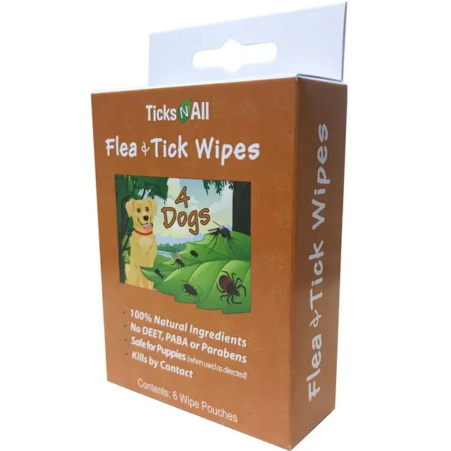 All Natural Flea and Tick Wipes 4-Dogs (6 cnt.) - Pack of 10